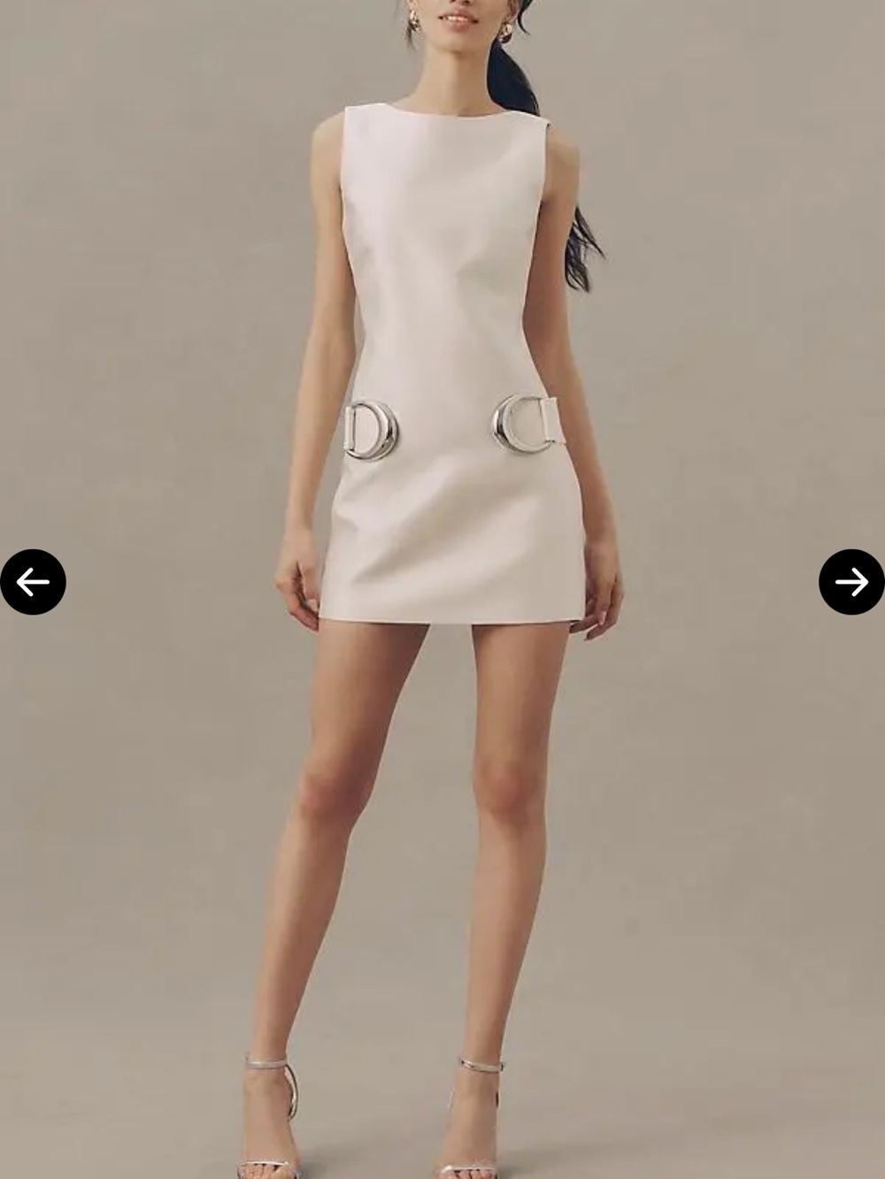 NWT DE LA VALI AYDA MINI DRESSCream Mini Dress with Metallic Buckle Accents
